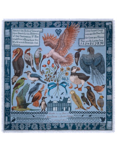 SABINA SAVAGE 135x135 SILK SQUARE | The Birds of Innocence | Blue Pour