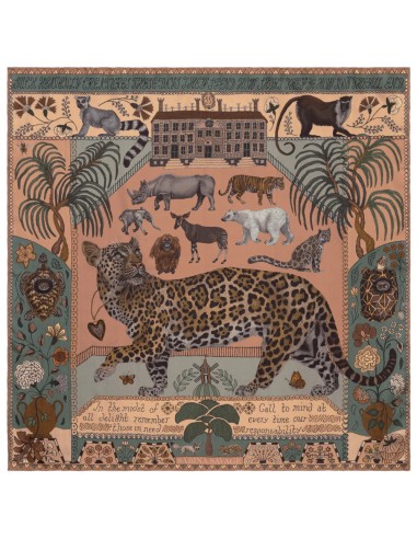 SABINA SAVAGE 90x90 SILK SQUARE | The Jaguar's Paradise  | Peach livraison et retour toujours gratuits