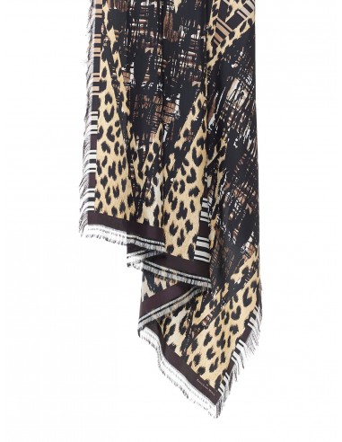 THE FRINGED SILK SCARF | Leopard Stripes Comparez et commandez 