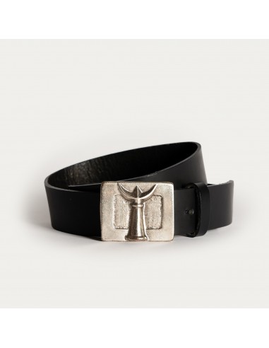 Ceinture cuir BOUCLE TRIDENT argent Fin de série