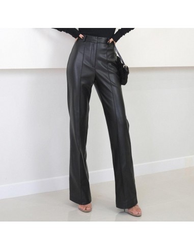 Pantalon ample en simili cuir noir pour femme taille haute la colonne vertébrale