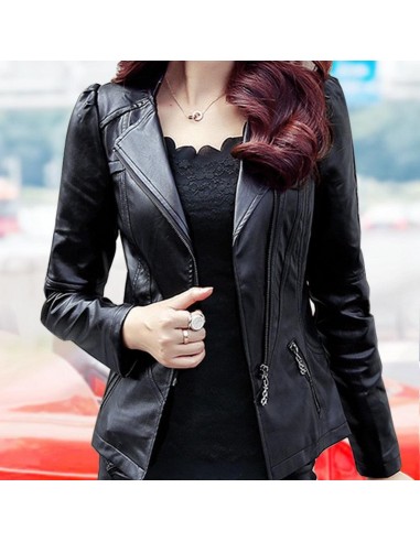 Veste simili cuir femme cintrée noir Toutes les collections ici