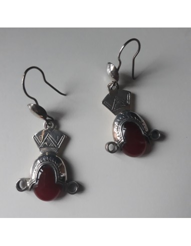 Boucles d'oreilles cornaline et argent livraison et retour toujours gratuits