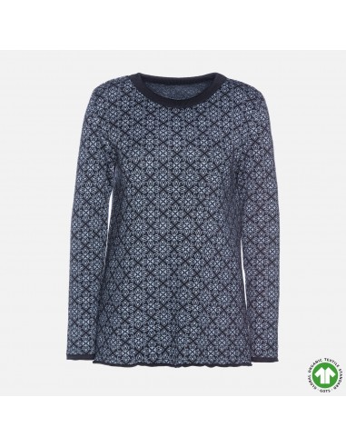 Pull jacquard gris et noir en maille de coton bio de France