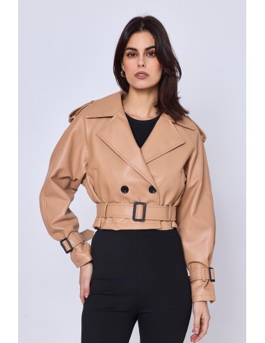 Trench court en simili cuir acheter